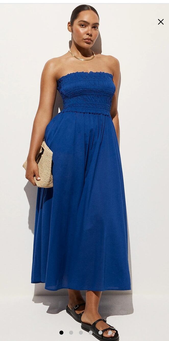 NWT J. Crew Smocked Maxi Dress In Cotton Voile Cobalt Blue M